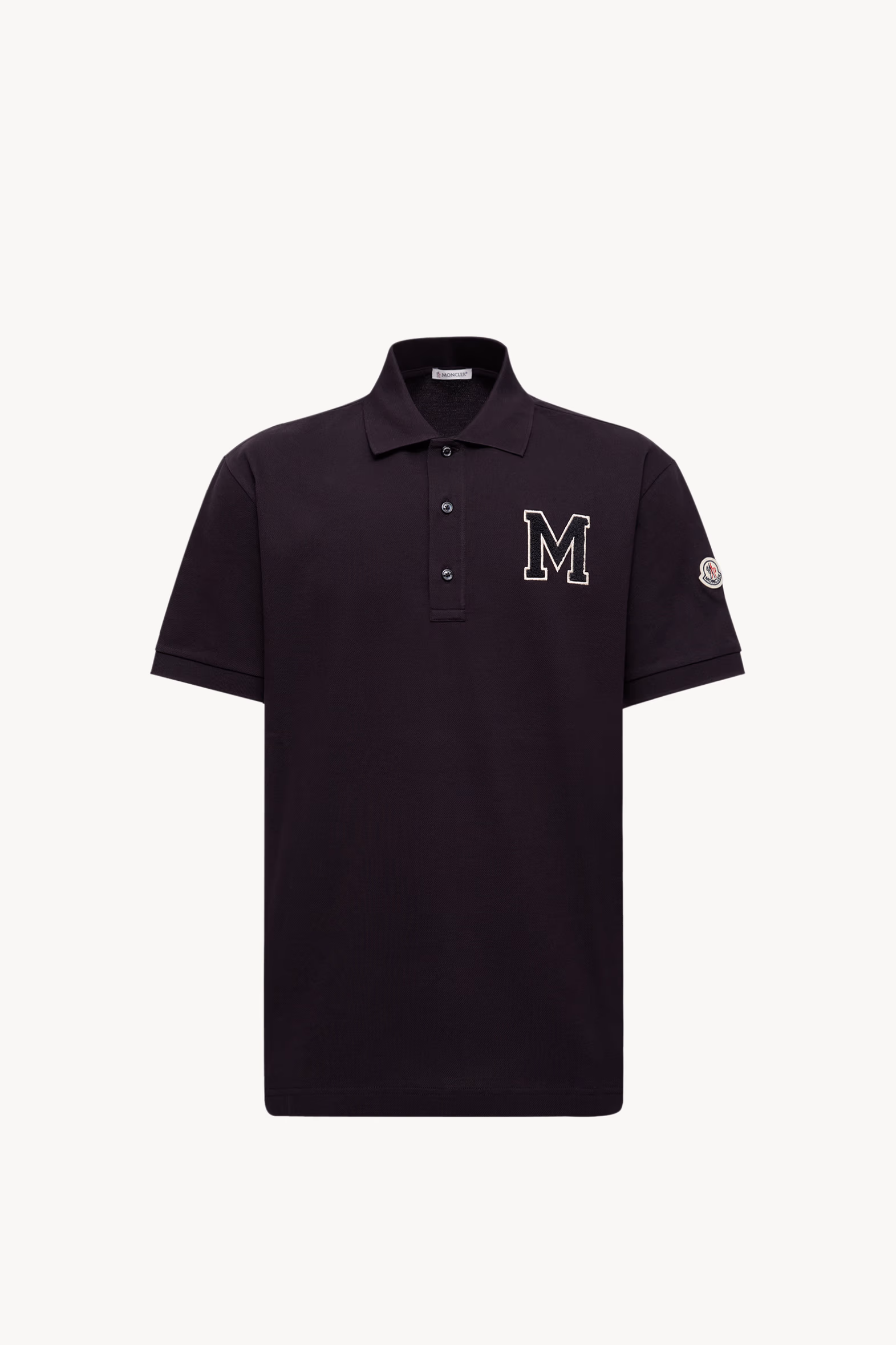 Monogram Cotton Piquet Polo Shirt Men Navy Blue Moncler 2